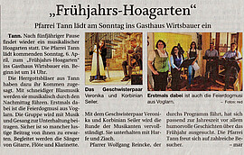 Banner Frühjahrs-Hoagarten beim Wirtsbauer in Langeneck