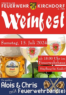 Banner Weinfest der Freiwilligen Feuerwehr Kirchdorf a. Inn 2024
